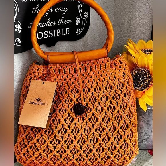 Patricia Nash Vibrant Orange Crochet Hobo Bag - Picture 8 of 8